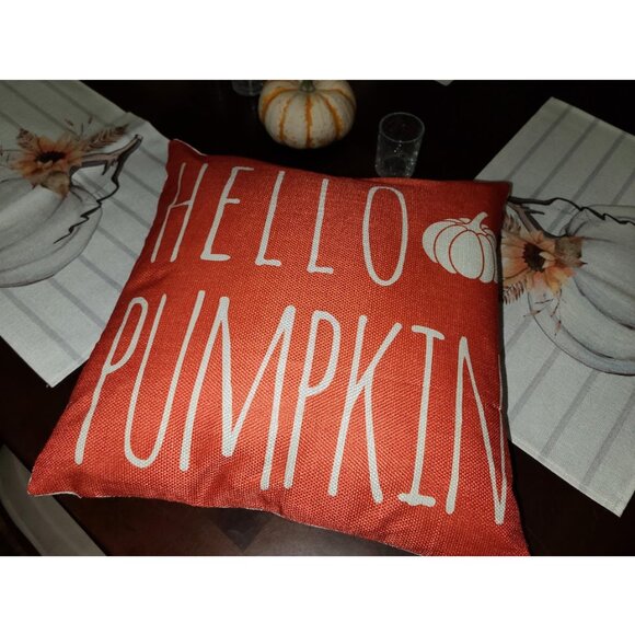 Pumpkin Decorative Pillow Cover Case Farmhouse Cottage Thanksgiving Fall Decor - Picture 5 of 11